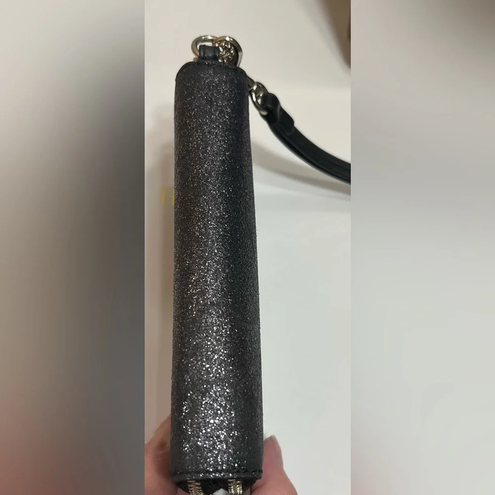 Coach Black Glitter Wristlet Double Zip Wallet